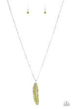 Load image into Gallery viewer, Soaring High - Green Rhinestone Feather Necklace Paparazzi Accessories