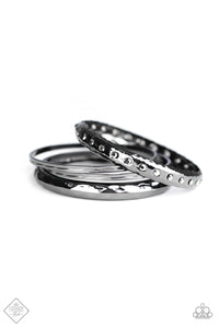 Bangles,gunmetal,hematite,rhinestones,Revved Up Rhinestones Black Bangle Bracelet