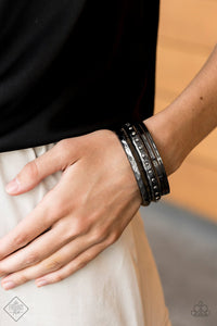 Bangles,gunmetal,hematite,rhinestones,Revved Up Rhinestones Black Bangle Bracelet