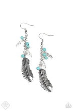 Load image into Gallery viewer, Find Your Flock Blue Stone Feather Earrings Paparazzi Accessories