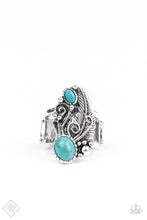 Load image into Gallery viewer, Desert Nest Blue Stone Feather Ring Paparazzi Accessories