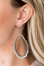 Load image into Gallery viewer, RUFFLE Around The Edges Silver Earring Paparazzi Accessories