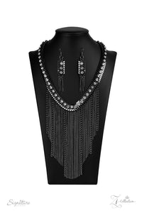 2020 Zi,gunmetal,long necklace,rhinestones,The Alex Zi Collection Necklace