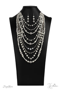2020 Zi,long necklace,Pearls,rhinestones,silver,white,The LeCricia Zi Collection Necklace