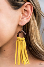Load image into Gallery viewer, Easy To PERSuede Yellow Earrings Paparazzi Accessories