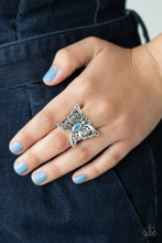Load image into Gallery viewer, Flutter Flavor - Blue Cat&#39;s Eye Butterfly Ring Paparazzi Accessories