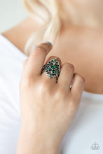Load image into Gallery viewer, Imperial Iridescence - Green Rhinestone Ring Paparazzi Accessories
