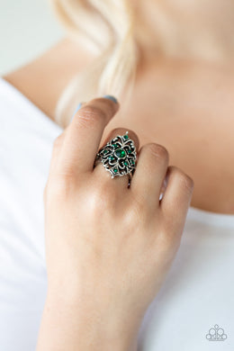 Imperial Iridescence - Green Rhinestone Ring Paparazzi Accessories