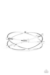 Bangles,rhinestones,white,Cosmic Sparkle - White Bangle Bracelet