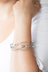 Bangles,rhinestones,white,Cosmic Sparkle - White Bangle Bracelet