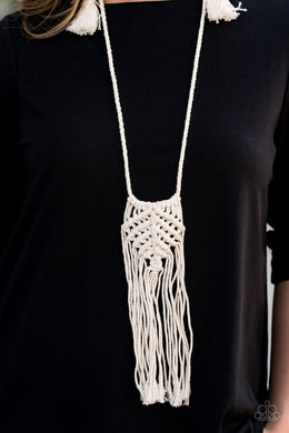 Macrame Mantra White Necklace Paparazzi Accessories