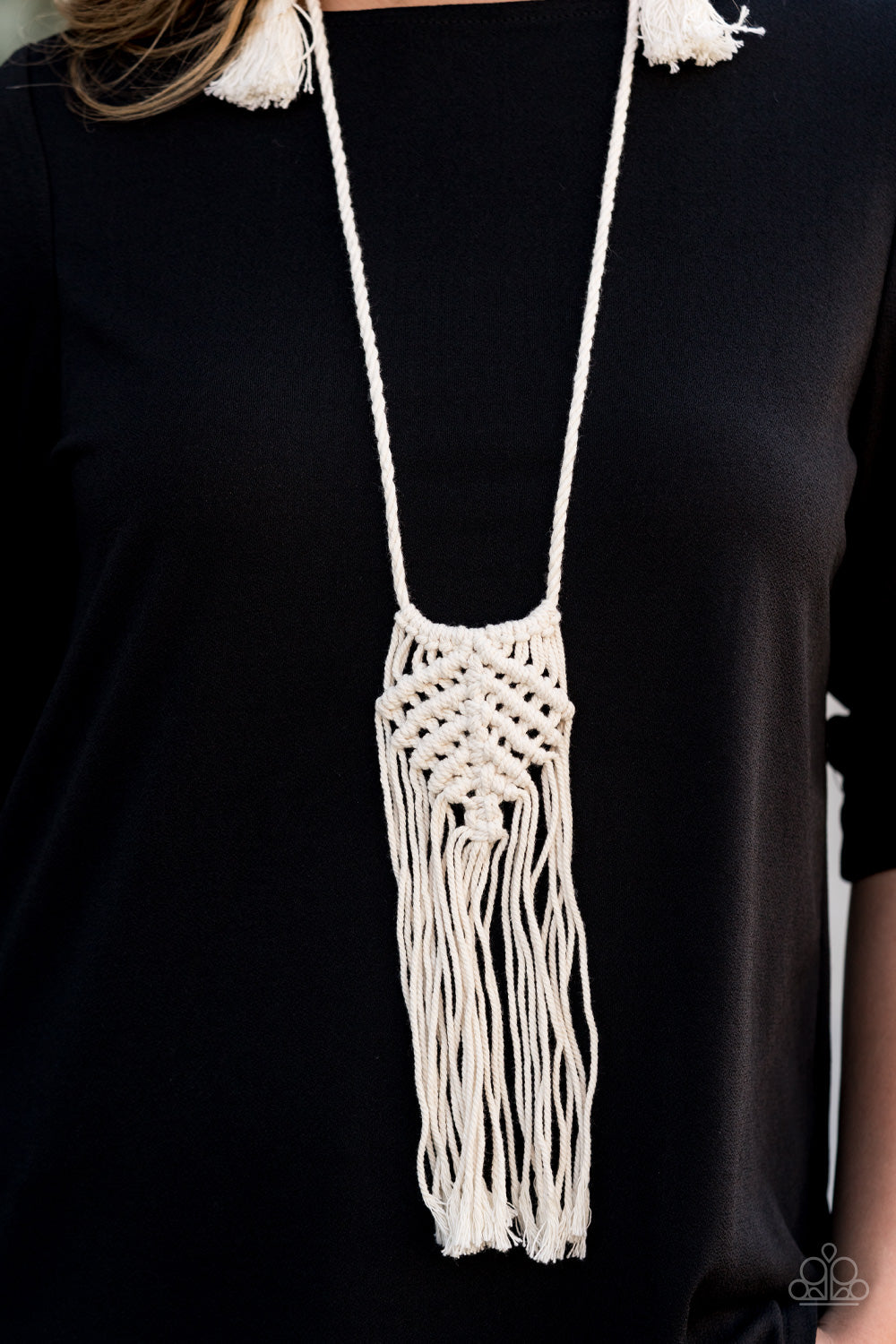 Macrame Mantra White Necklace Paparazzi Accessories