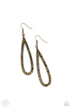 Load image into Gallery viewer, Glitzy Goals Brass Rhinestone Earrings Paparazzi Accessories