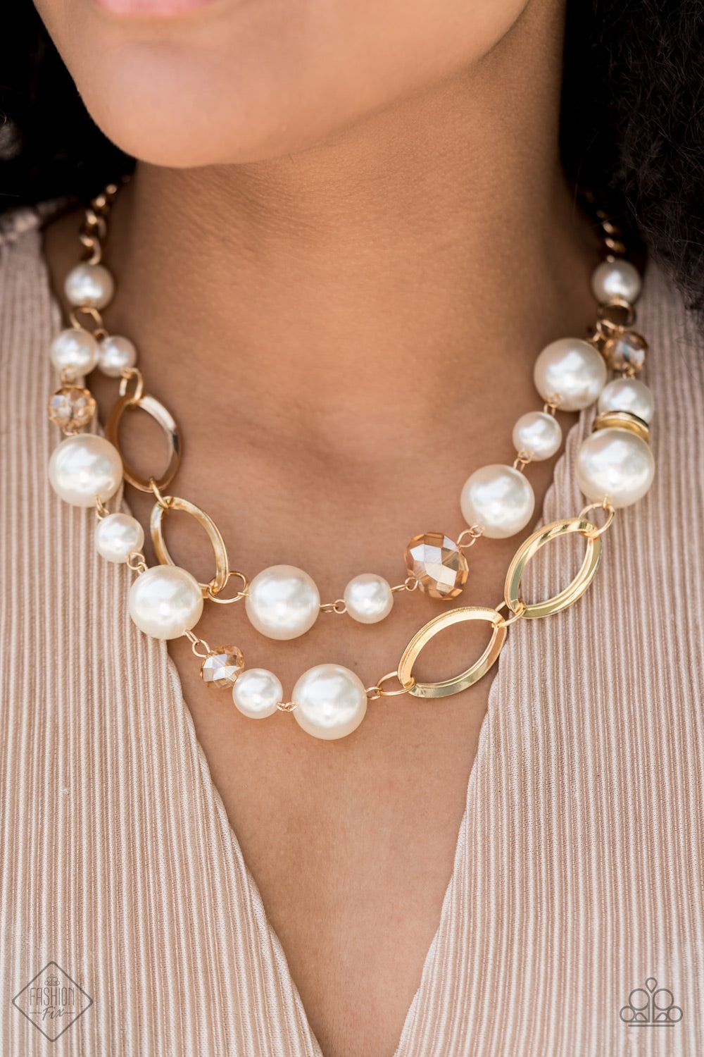 High Roller Status Gold Pearl Necklace Paparazzi Accessories