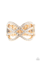 Load image into Gallery viewer, Cross Action Couture - Gold Rhinestone Ring Paparazzi Accessories