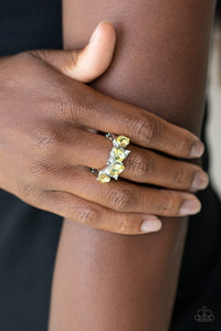 Dainty Back,rhinestones,Skinny Back,stretchy,yellow,Majestically Modern - Yellow Ring