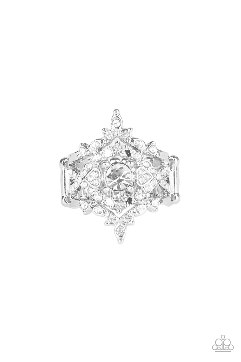 Royal Love Story - White Rhinestone Ring Paparazzi Accessories