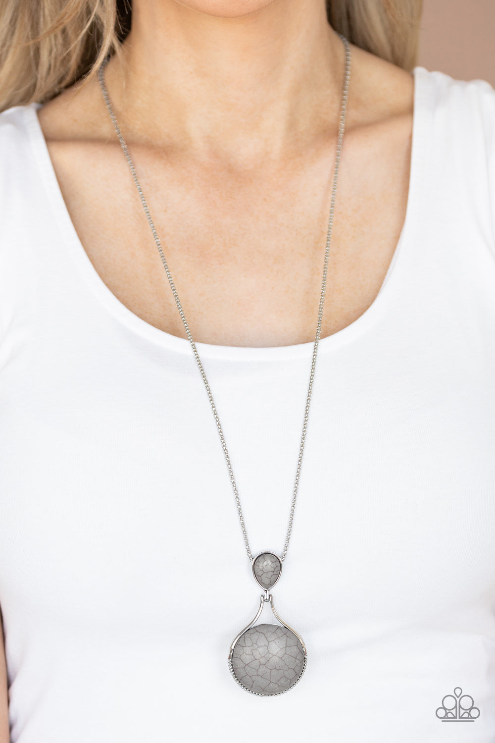 Desert Pools - Silver Stone Necklace Paparazzi Accessories
