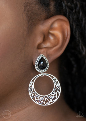 Exotic Escape - Black Clip-On Earring Paparazzi Accessories