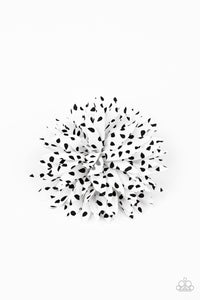 black,hair bow,white,Polka Panache White Hair Clip