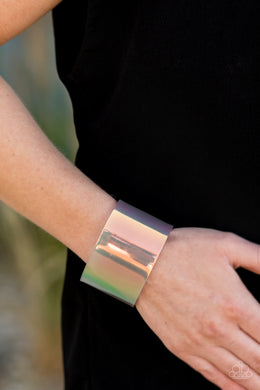 Holographic Aura Multi Acrylic Cuff Bracelet Paparazzi Accessories
