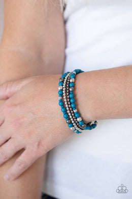 Stacked Style Maker - Blue Stretchy Bracelet Paparazzi Accessories