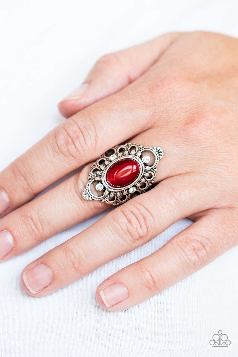 Elegantly Enchanted - Red Cat's Eye Ring Paparazzi Accessories
