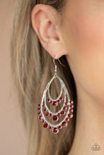 Load image into Gallery viewer, Break Out In Tiers Red Rhinestone Earring Paparazzi Accessories
