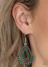 Load image into Gallery viewer, Castle Collection - Green Rhinestone Earrings Paparazzi Accessories
