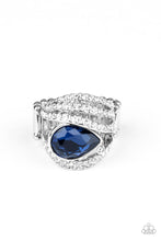 Load image into Gallery viewer, Stepping Up The Glam - Blue Rhinestone Ring Paparazzi Accessories