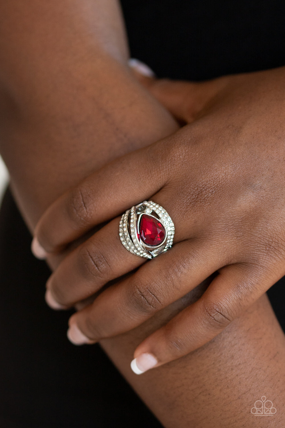 Stepping Up The Glam - Red Rhinestone Ring Paparazzi Accessories