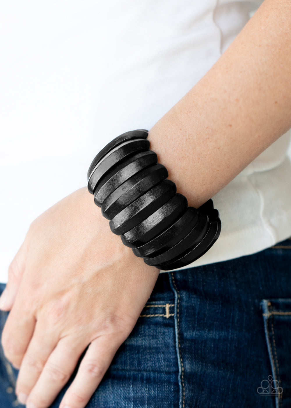 Colorfully Congo - Black Wooden Stretchy Bracelet Paparazzi Accessories