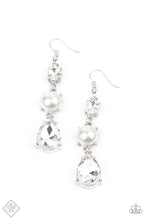 Load image into Gallery viewer, Unpredictable Shimmer White Pearl and Rhinestone Earrings Paparazzi Accessories