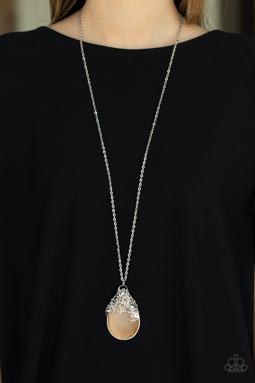 Tangled Gardens Orange Cat's Eye Necklace Paparazzi Accessories