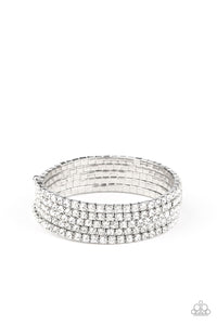 coil,rhinestones,silver,white,The GLOW-Digger - White Bracelet