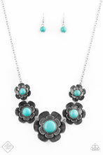 Load image into Gallery viewer, Bountiful Badlands Blue Stone Floral Necklace Paparazzi Accessories
