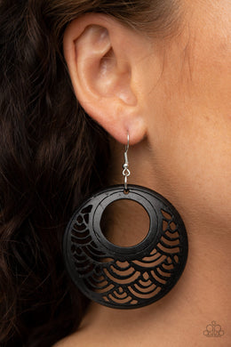 Tropical Canopy - Black Wooden Earring Paparazzi Accessories