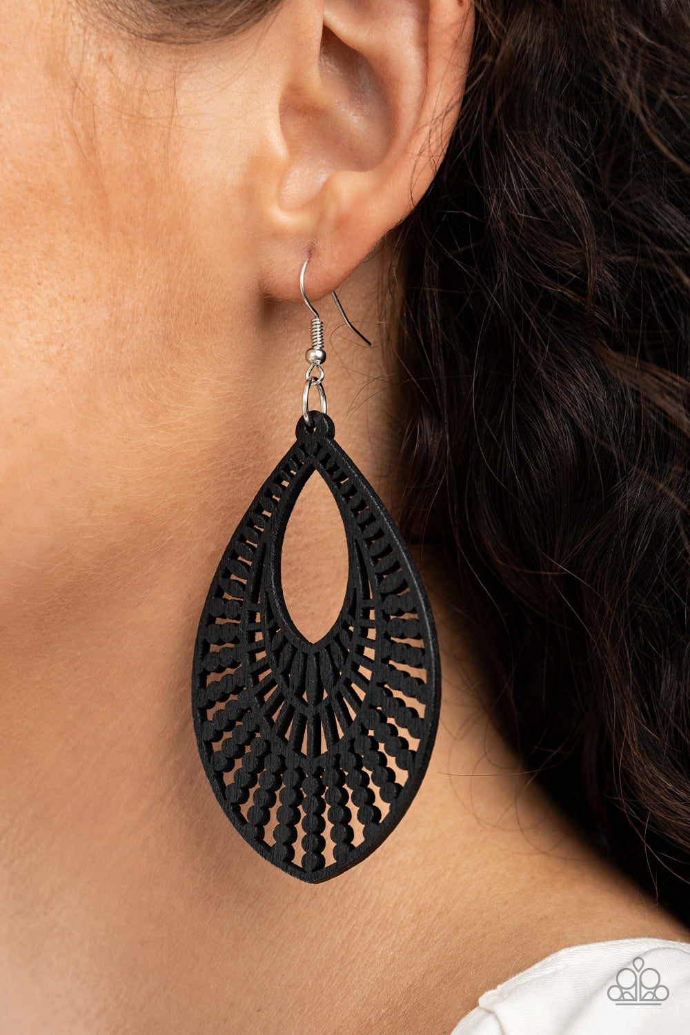 Bermuda Breeze - Black Wooden Earrings Paparazzi Accessories