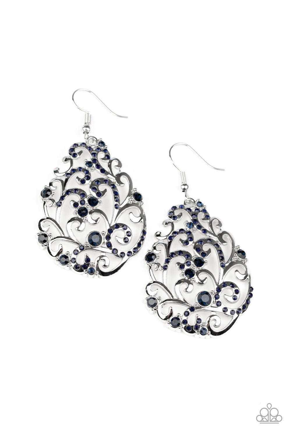Winter Garden - Blue Rhinestone Earrings Paparazzi Accessories