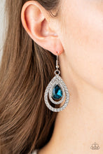 Load image into Gallery viewer, So The Story Glows Blue Rhinestone Earrings Paparazzi Accessories