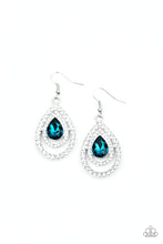 Load image into Gallery viewer, So The Story Glows Blue Rhinestone Earrings Paparazzi Accessories