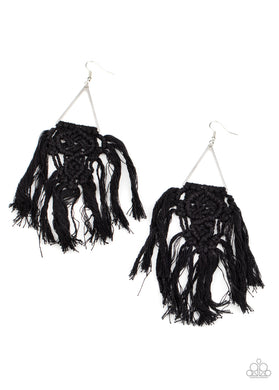 Modern Day Macrame - Black Earrings Paparazzi Accessories