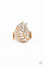 Load image into Gallery viewer, Clear-Cut Cascade - Gold Rhinestone Ring Paparazzi Accessories