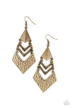 Load image into Gallery viewer, Work Hazard - Brass Rhinestone Earrings Paparazzi Accessories