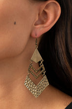 Load image into Gallery viewer, Work Hazard - Brass Rhinestone Earrings Paparazzi Accessories