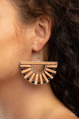 Wooden Wonderland - Black Earrings Paparazzi Accessories
