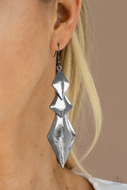 Danger Ahead - Black Gunmetal Earrings Paparazzi Accessories