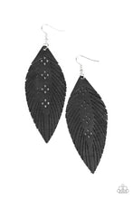 Load image into Gallery viewer, Wherever The Wind Takes Me - Black Leather Feather Earrings Paparazzi Accessories