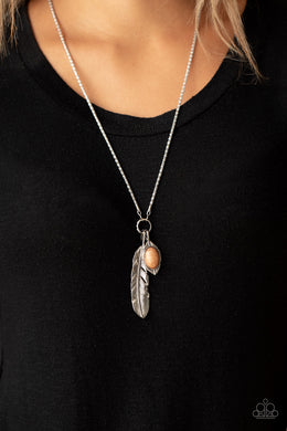 Sahara Quest - Brown Stone Feather Necklace Paparazzi Accessories