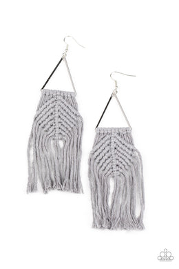 Macrame Jungle - Silver Fringe Earring Paparazzi Accessories